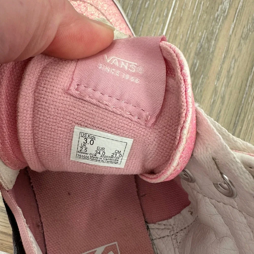 Vans‎ Sk8-Hi Zip Pink Glitter Floral High Top Sneakers Kids Size US 3.0